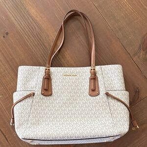 Michael Kors Cream and Tan Women's Voyager Tote Bag